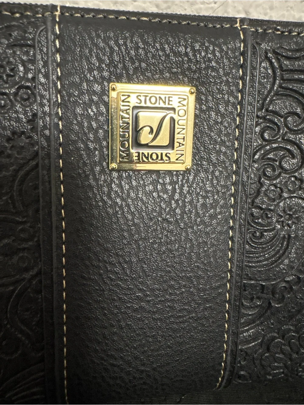 Elegant Black Embossed Wristlet Clutch - Designer Style